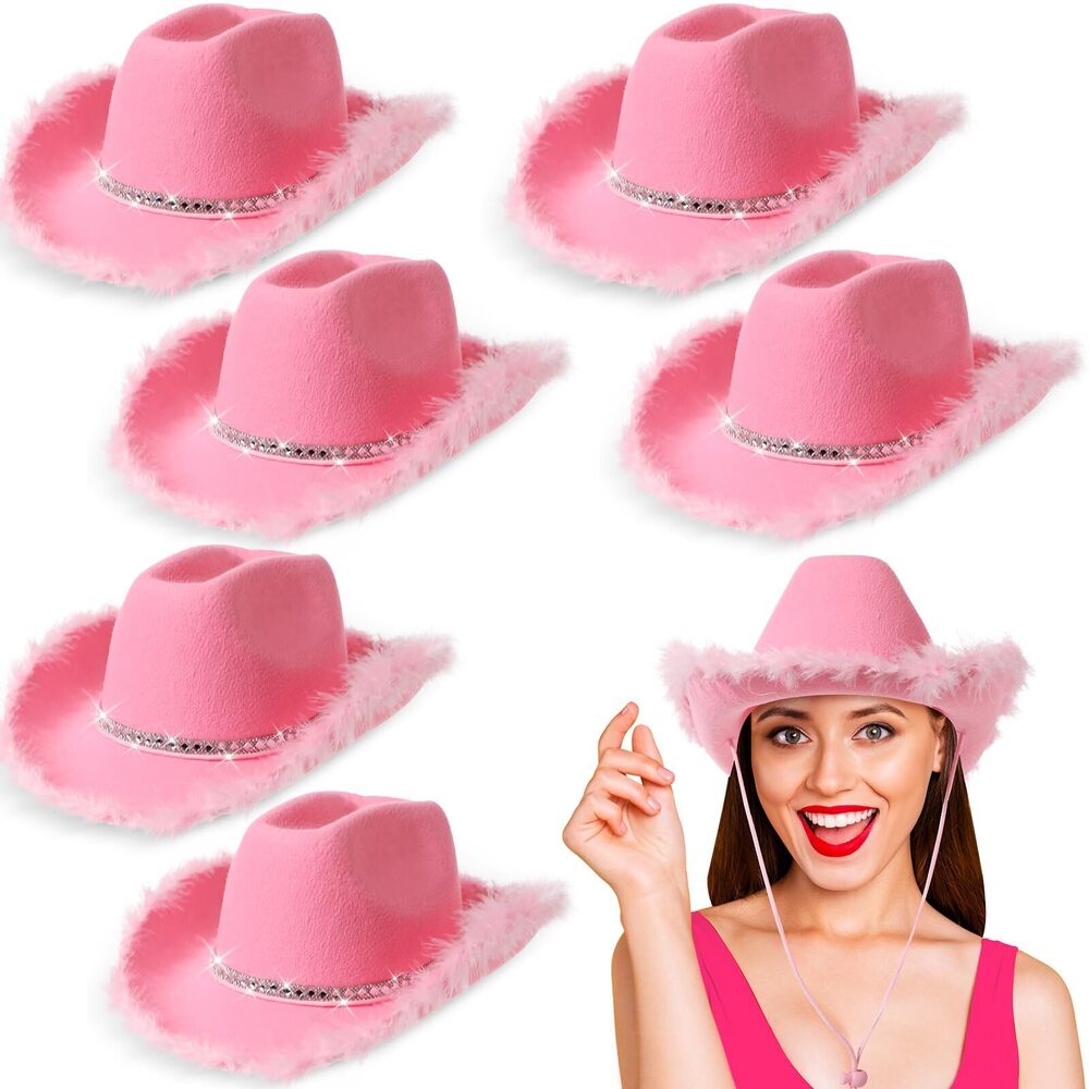 3873 6 Pcs Halloween Women Cowgirl Hat Bachelorette Hats For